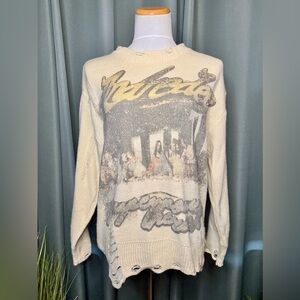 Cream Graphic Women's Sweater